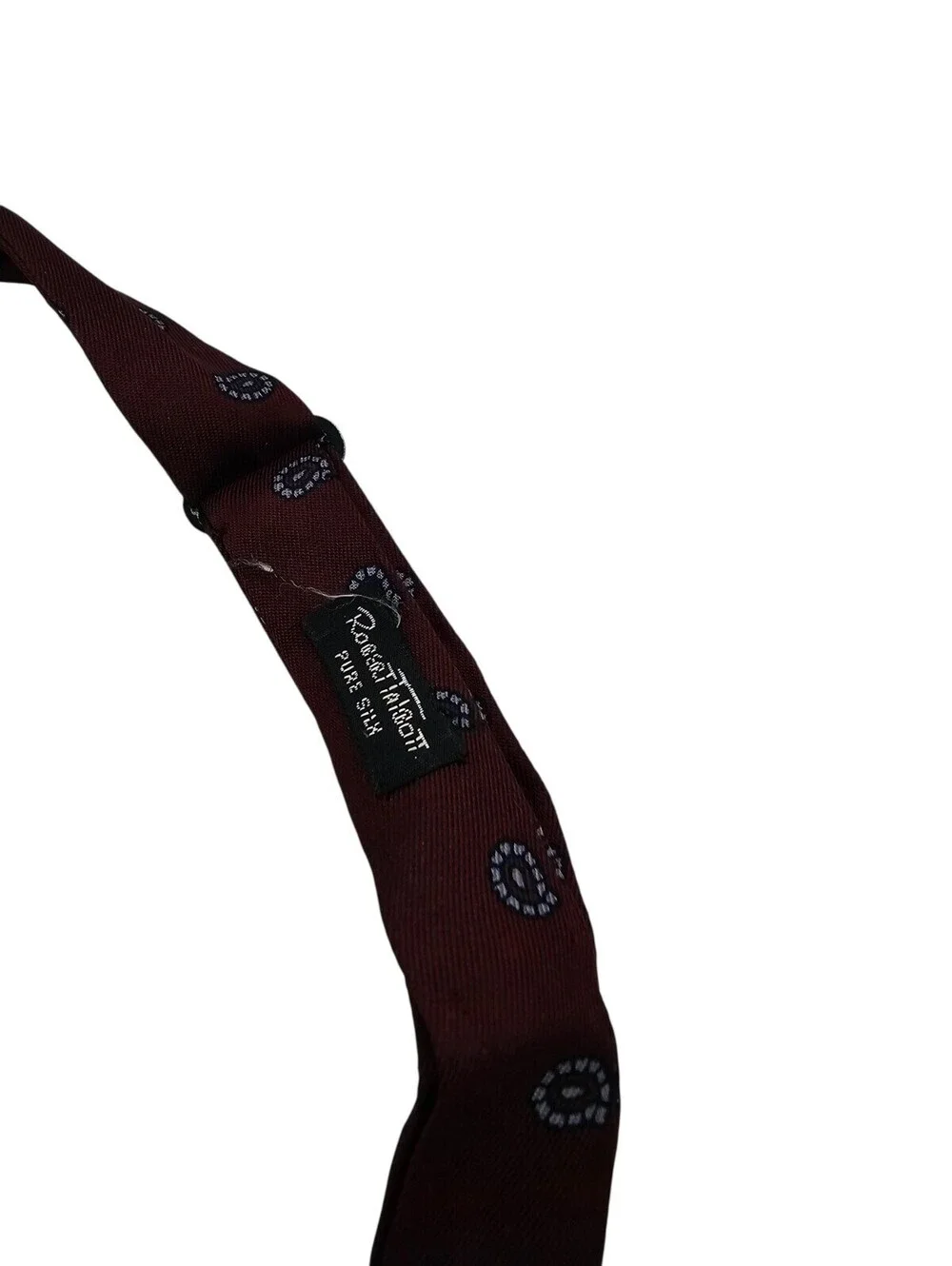Robert Talbott Bow Tie Bowtie Silk Self Tie England Dark Red Paisley